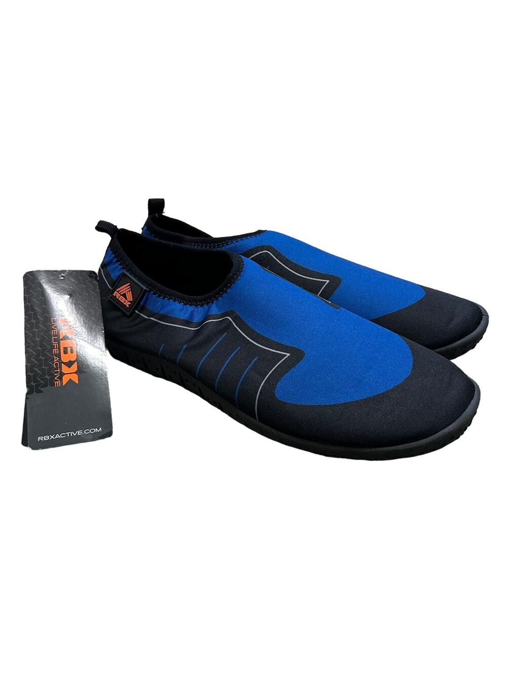 RBX Pull On Closed Toe Water Shoes NWT Mens Sz 8/9 Blue Black Lightweight Sporty